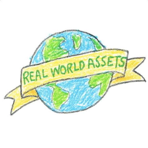 Hand-drawn globe with a Real World Assets banner